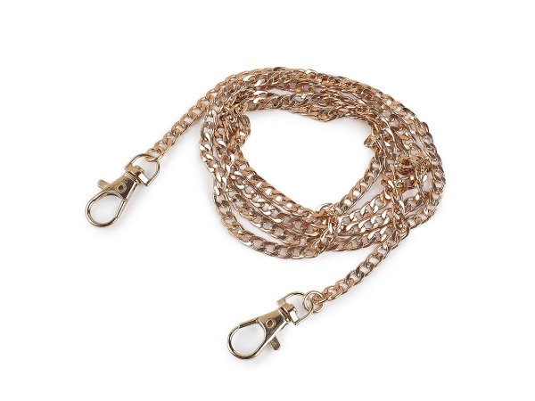 Řetízek plochý na kabelky s karabinou délka 117 cm
