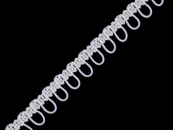 Prýmek s pružným očkem na knoflíky šíře 15 mm