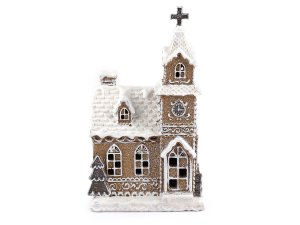 Vánoční hrající kolotoč, svítící kostel - imitace perníku