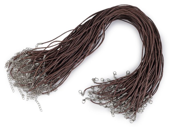 Voskovaná šňůrka s karabinkou délka 45 cm
