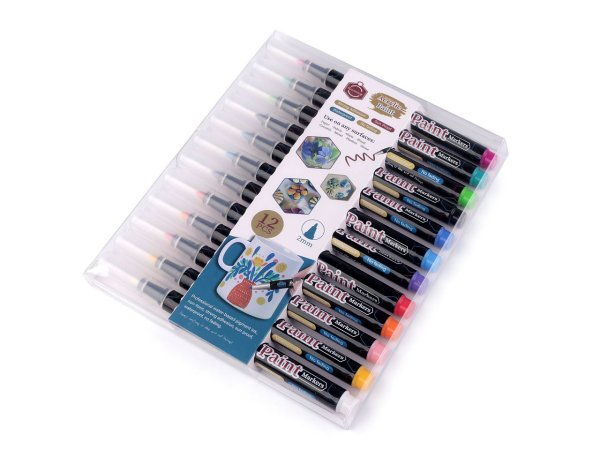 Kreativní akrylový fix / popisovač sada 12 ks, 2 mm