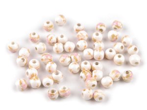 Porcelánové korálky s květy Ø6 mm