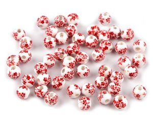 Porcelánové korálky s květy Ø6 mm
