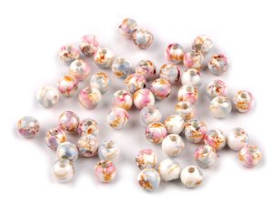 Porcelánové korálky s květy Ø6 mm