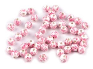 Porcelánové korálky s květy Ø6 mm