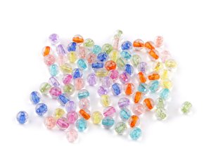 Plastové korálky ploškované, tranparentní s barevným průvlekem Ø6 mm, 8 mm