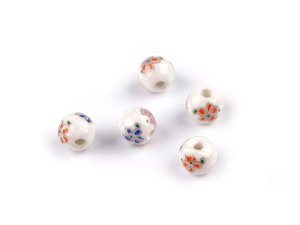 Porcelánové korálky s květy Ø8 mm