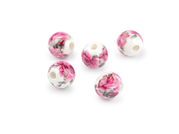 Porcelánové korálky s květy Ø10 mm