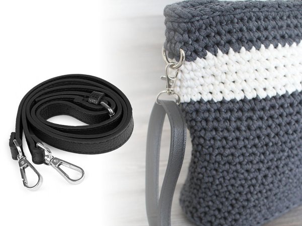 Koženkový popruh / ucho na kabelku s karabinami šíře 1,5 cm