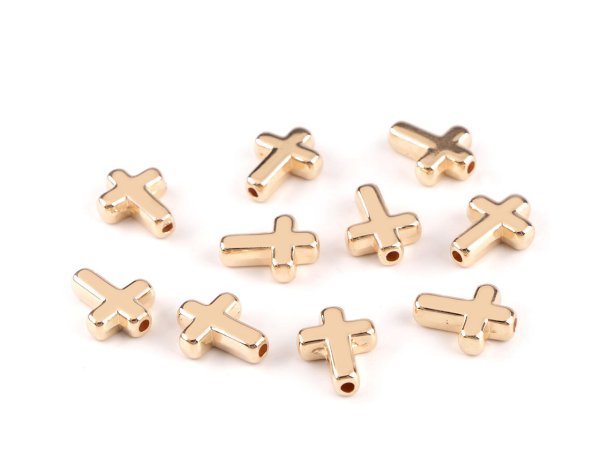 Plastové korálky / komponenty k výrobě šperků křížek 12x15 mm metalické