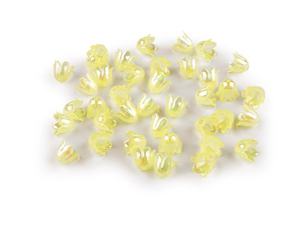 Plastové korálky zvoneček / sukýnka s AB efektem 9x11 mm