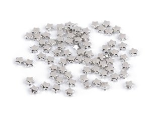 Plastové korálky mini hvězdičky, srdíčka, kostky metalické