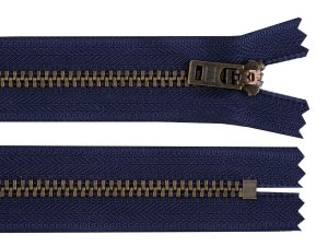 Kovový zip YKK No 5 délka 18 cm staromosazný (jeansový)