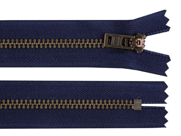 Kovový zip YKK No 5 délka 18 cm staromosazný (jeansový)