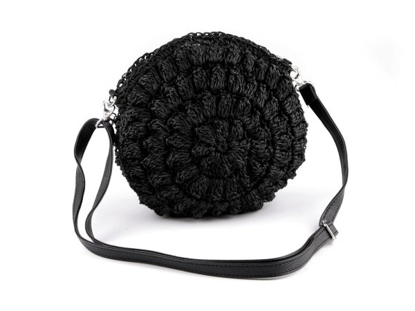 Háčkovaná kabelka z rafie - lýka se zipem crossbody Ø25 cm