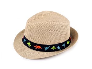 Dětský letní klobouk / slamák auta a dinosauři