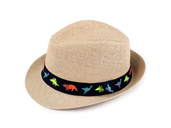Dětský letní klobouk / slamák auta a dinosauři