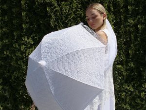 Svatební krajkový vystřelovací deštník
