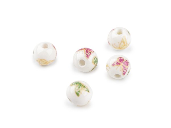 Porcelánové korálky s květy Ø10 mm