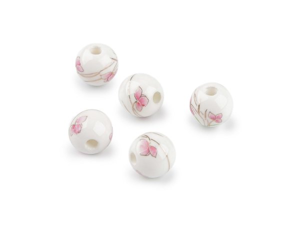 Porcelánové korálky s květy Ø10 mm
