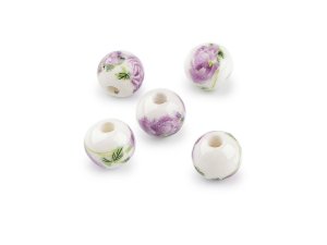 Porcelánové korálky s květy Ø10 mm