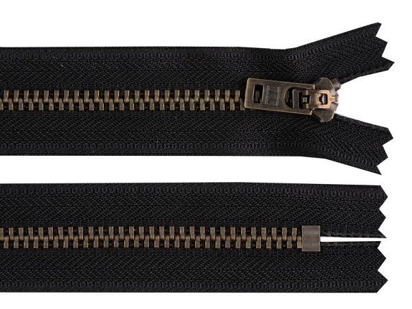 Kovový zip YKK No 5 délka 18 cm staromosazný (jeansový)