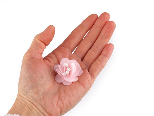 Flitrový květ s korálky Ø3,8 cm