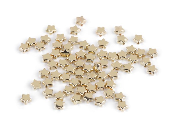 Plastové korálky mini hvězdičky, srdíčka, kostky metalické