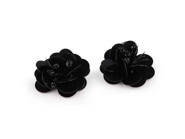 Flitrový květ s korálky Ø3,8 cm