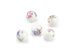 Porcelánové korálky s květy Ø10 mm