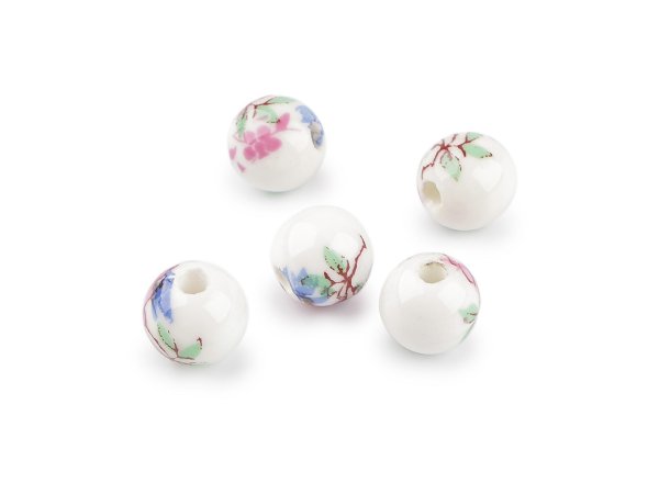 Porcelánové korálky s květy Ø10 mm