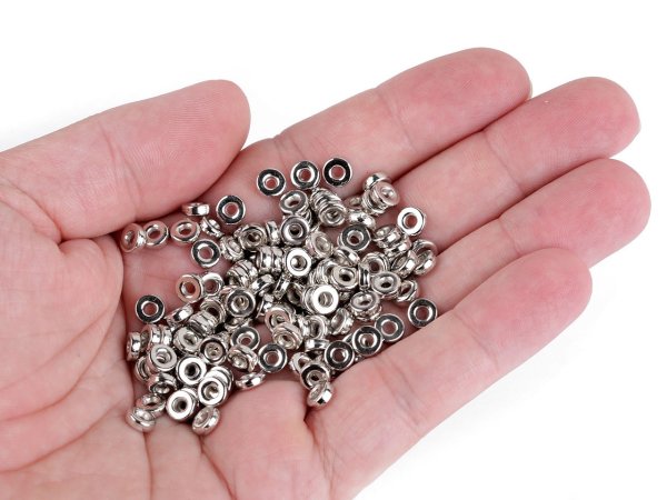 Plastové korálky rondelky / mezidíly Ø6 mm metalické
