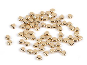 Plastové korálky mini hvězdičky, srdíčka, kostky metalické