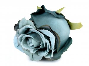Umělý květ růže Ø70 mm - 6 tyrkys nejsv.