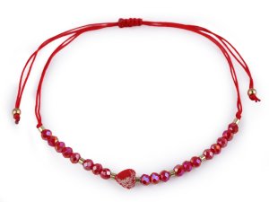 Náramek shamballa srdce a broušené korálky s AB efektem