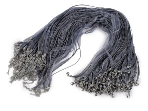 Víceřadá šňůrka s karabinkou z nerezové oceli délka 43 cm