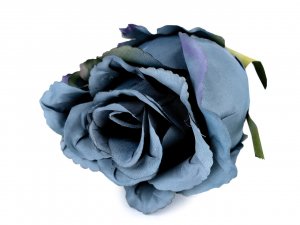 Umělý květ růže Ø70 mm - 7 modrá sv.