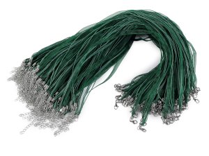 Víceřadá šňůrka s karabinkou z nerezové oceli délka 43 cm
