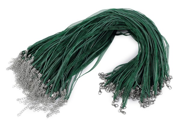 Víceřadá šňůrka s karabinkou z nerezové oceli délka 43 cm