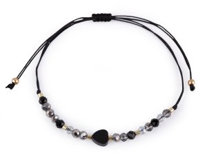 Náramek shamballa srdce a broušené korálky s AB efektem