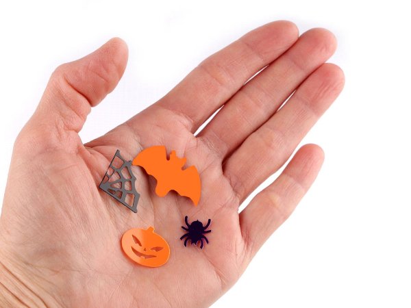 Konfety Halloween - pavouk, netopýr, dýně, pavučina
