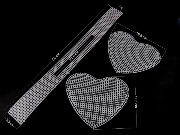 Plastová kanava / mřížka na kabelku srdce