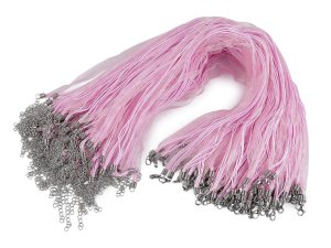 Víceřadá šňůrka s karabinkou z nerezové oceli délka 43 cm