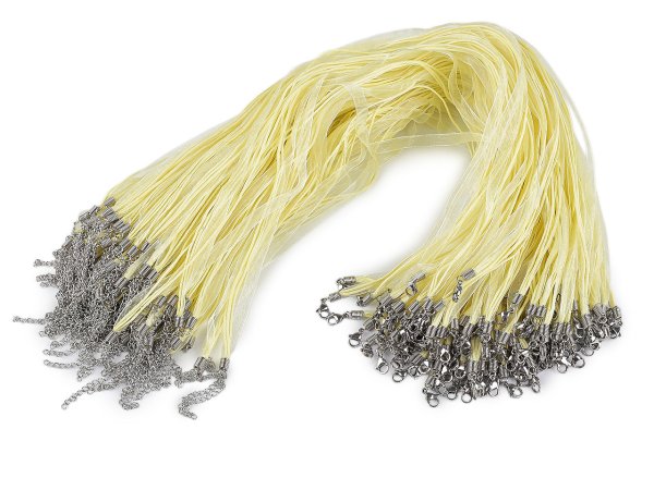 Víceřadá šňůrka s karabinkou z nerezové oceli délka 43 cm