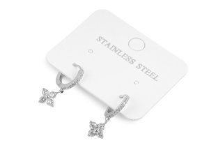Náušnice z nerezové oceli s broušenými kamínky květ