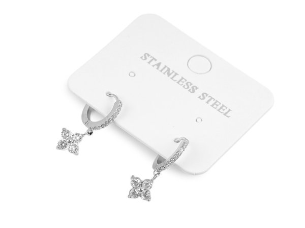 Náušnice z nerezové oceli s broušenými kamínky květ