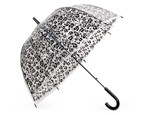 Dámský / dívčí průhledný vystřelovací deštník leopard