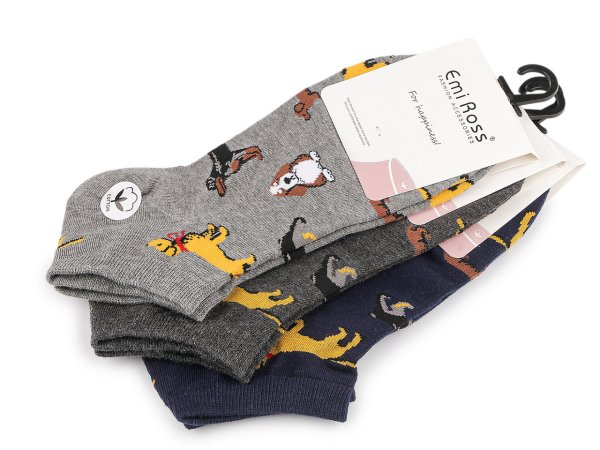 Bavlněné ponožky kotníkové psi Emi Ross unisex