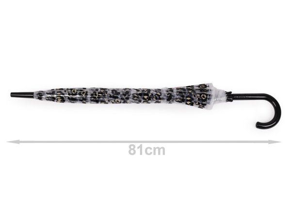 Dámský / dívčí průhledný vystřelovací deštník leopard