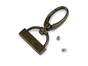 Kovová karabina otočná s koncovkou na popruh o šíři 25 mm